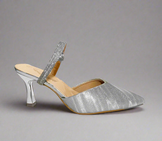 Glitter Kitten Heel (Silver)