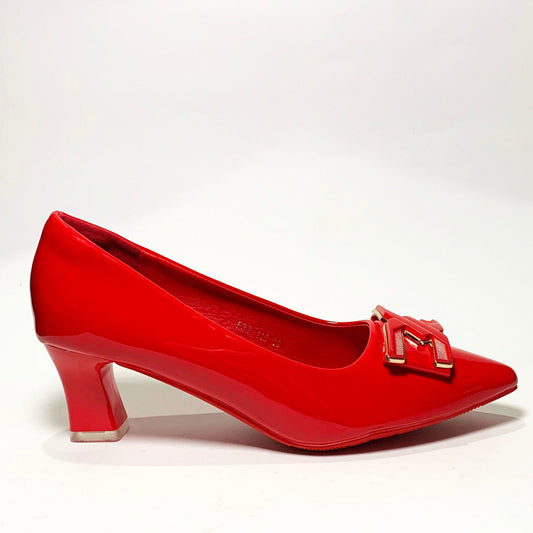 Buckle Court Shoe (Red)